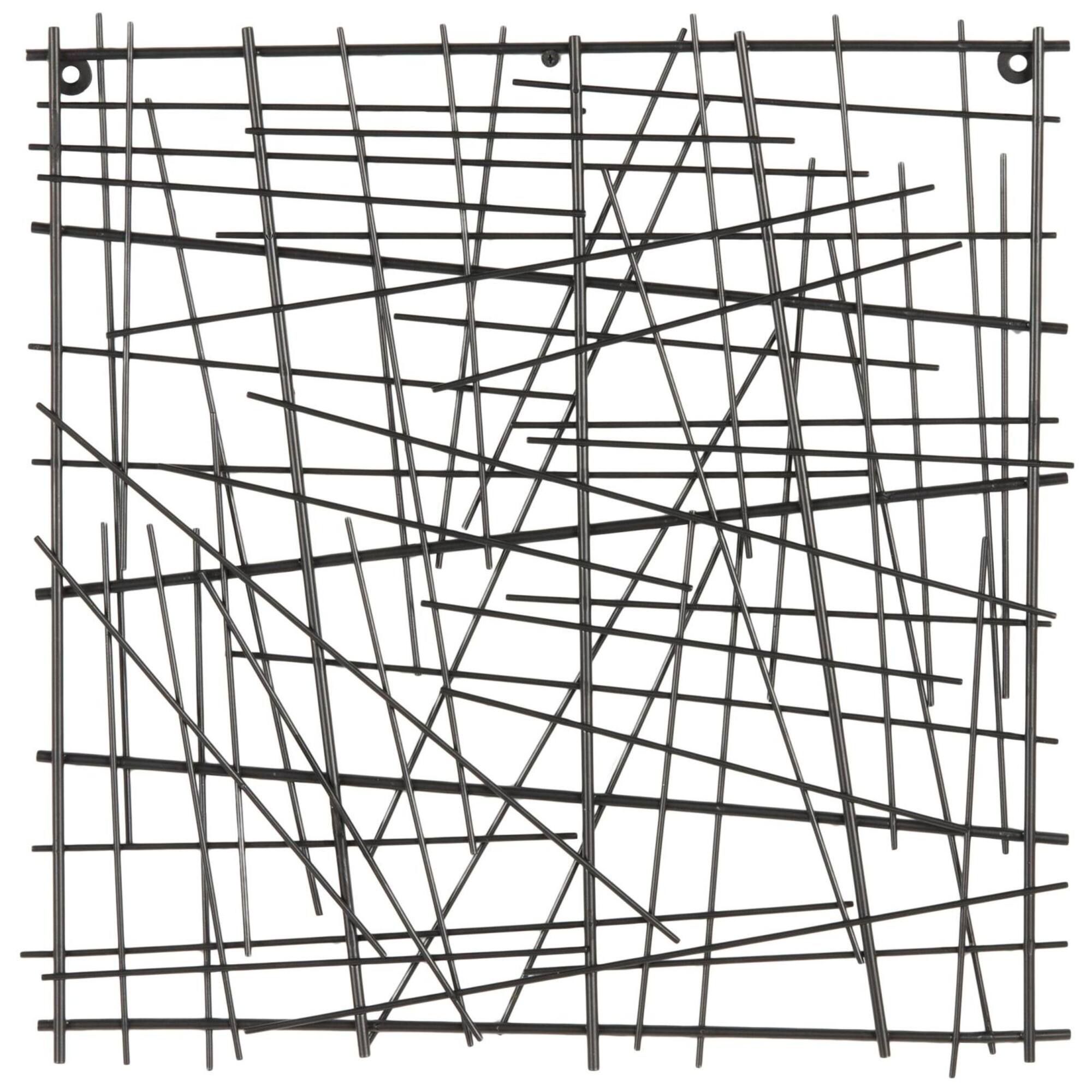 20" X 20" Black Metal Abstract Overlapping Sticks Home Wall Décor
